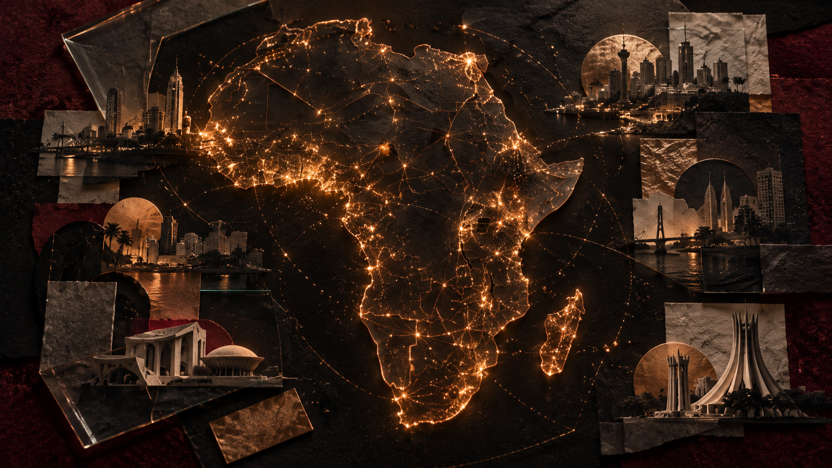 An illuminated atlas with connected points of light